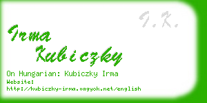 irma kubiczky business card